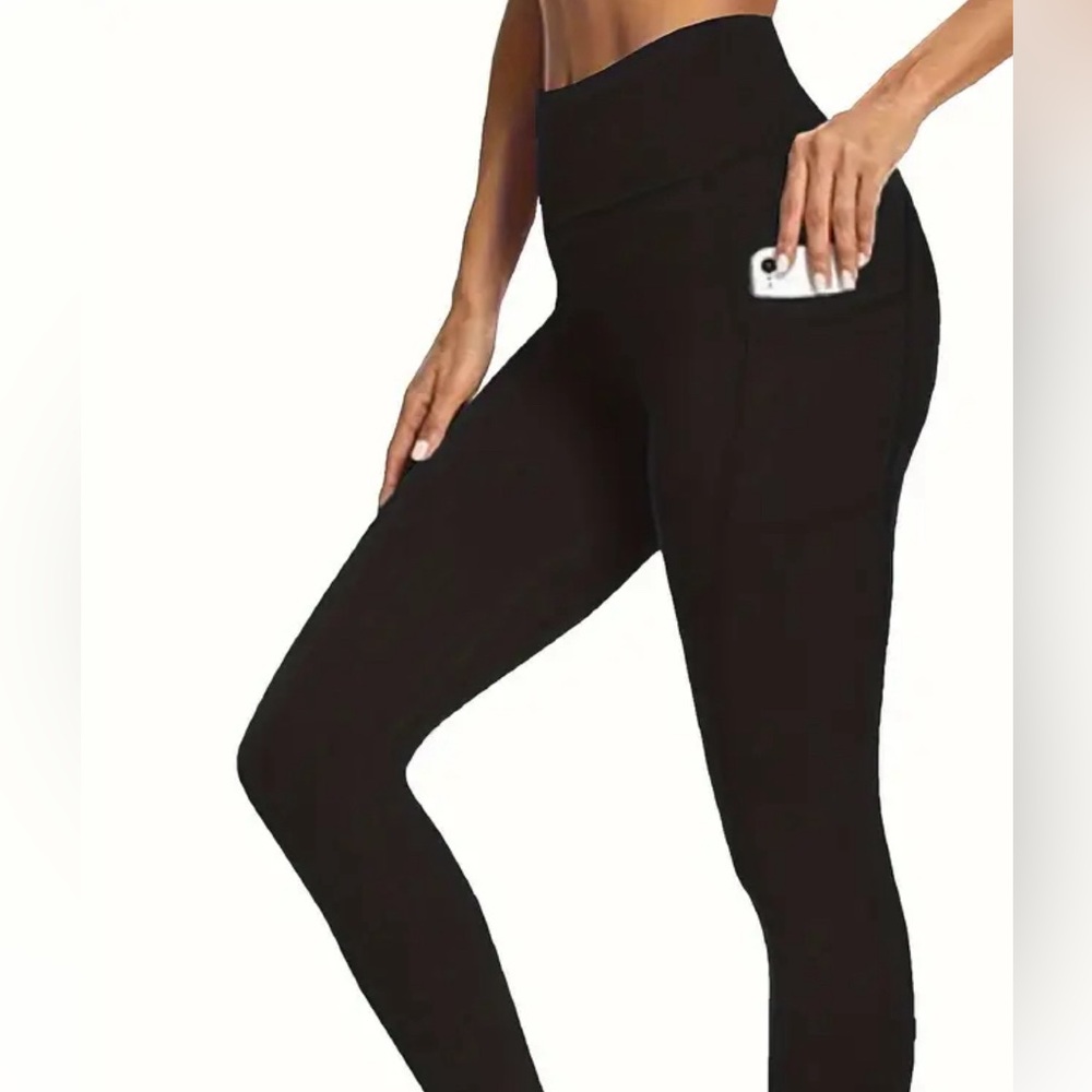 High Waisted Yoga Pants / Leggings with Pockets Medium Black New